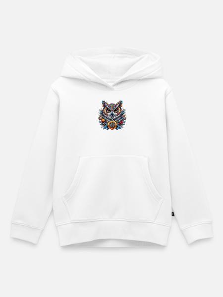Eule - Kinder Premium Organic Hoodie - Weiß