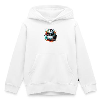 Macareux - Sweat Premium à capuche enfant bio - blanc - Devant - AI Model Kid Female (0cm)