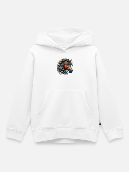 Pferd - Kinder Premium Organic Hoodie - Weiß