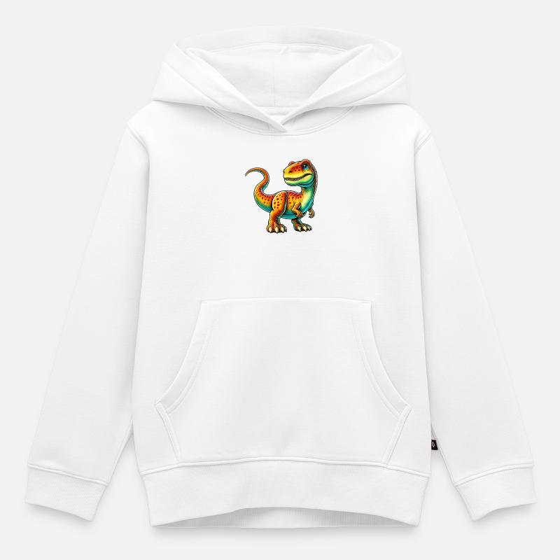 Dinosaure - Sweat Premium à capuche enfant bio - blanc