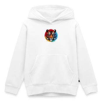 Tigre - Sweat Premium à capuche enfant bio - blanc - Devant - AI Model Kid Female (0cm)