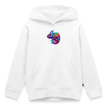 Caméléon - Sweat Premium à capuche enfant bio - blanc - Devant - AI Model Kid Female (0cm)