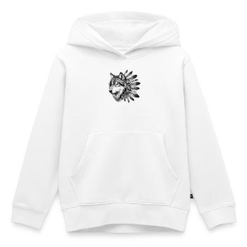 Amerikanischer Indianer Wolf Amerikanische Rothaut - Kinder Premium Organic Hoodie - Weiß - Vorne - AI Model Kid Female (0cm)