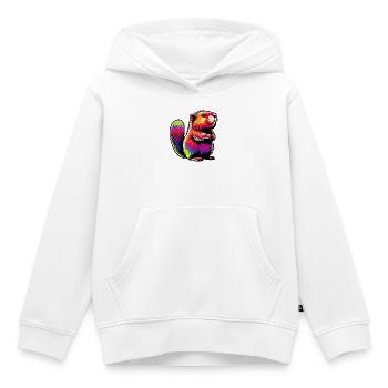 Castor - Sweat Premium à capuche enfant bio - blanc - Devant - AI Model Kid Female (0cm)