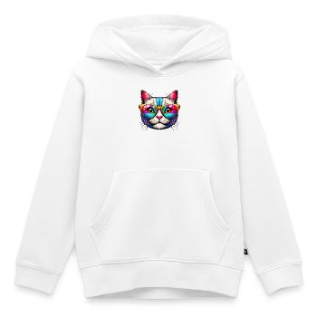 Kater mit Sonnenbrille - Kinder Premium Organic Hoodie - Weiß - Vorne - AI Model Kid Female (0cm)