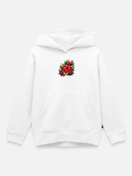 Hibiskusblüten - Kinder Premium Organic Hoodie - Weiß