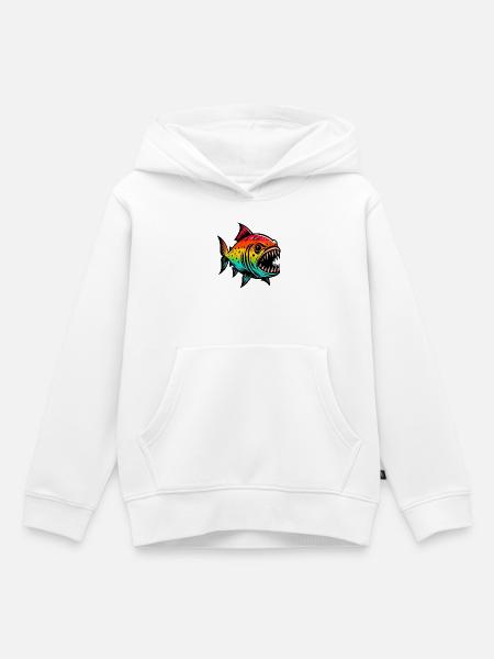 Piranha - Kinder Premium Organic Hoodie - Weiß