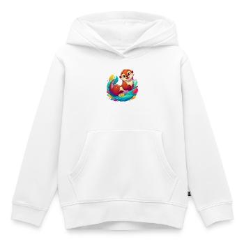 Loutre - Sweat Premium à capuche enfant bio - blanc - Devant - AI Model Kid Female (0cm)