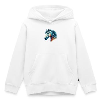 Cheval - Sweat Premium à capuche enfant bio - blanc - Devant - AI Model Kid Female (0cm)