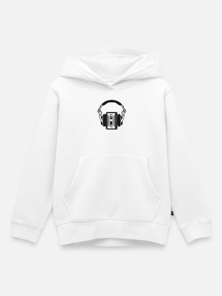 Retro-Kopfhörer mit Boho-Kassetten - Kinder Premium Organic Hoodie - Weiß