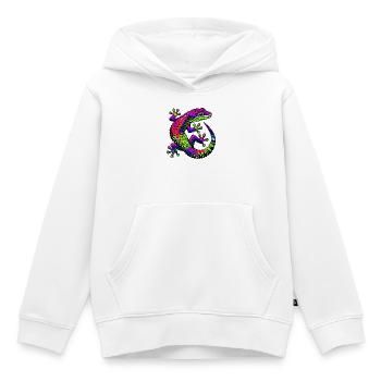 Gecko - Sweat Premium à capuche enfant bio - blanc - Devant - AI Model Kid Female (0cm)