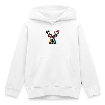 Cerf - Sweat Premium à capuche enfant bio - blanc - Devant - AI Model Kid Female (0cm)