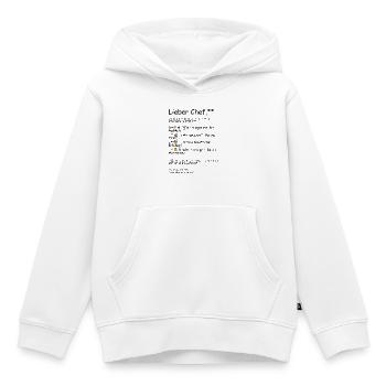 Éthique de travail - Sweat Premium à capuche enfant bio - blanc - Devant - AI Model Kid Female (0cm)