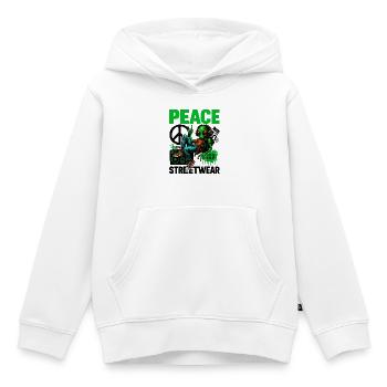 Extraterrestre avec Boombox de paix - Sweat Premium à capuche enfant bio - blanc - Devant - AI Model Kid Female (0cm)