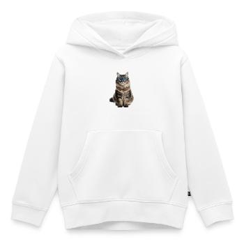 Chat tigré avec des lunettes bleues – Good Pet Edition - Sweat Premium à capuche enfant bio - blanc - Devant - AI Model Kid Female (0cm)