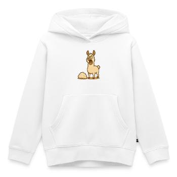 Humorvolle Lama Illustration  - Kinder Premium Organic Hoodie - Weiß - Vorne - AI Model Kid Female (0cm)