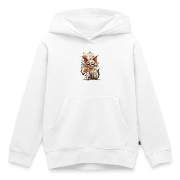 The mischievous cat Melodie and the floral splendor. - Kids Premium Organic Hoodie - white - Front - AI Model Kid Female (0cm)