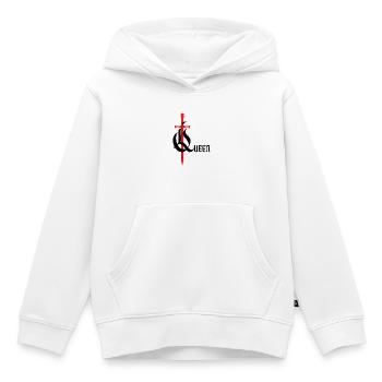 Gothique Queen Design avec épée avec texte noir - Sweat Premium à capuche enfant bio - blanc - Devant - AI Model Kid Female (0cm)