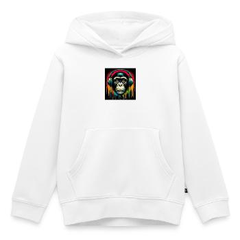 Singe chimpanzé - Sweat Premium à capuche enfant bio - blanc - Devant - AI Model Kid Female (0cm)