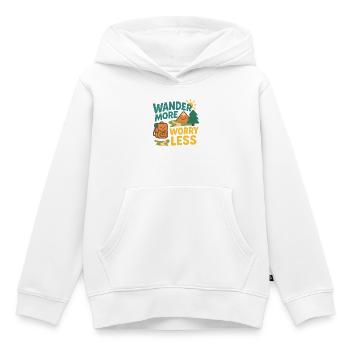 Wander More Worry Less - Sweat Premium à capuche enfant bio - blanc - Devant - AI Model Kid Female (0cm)