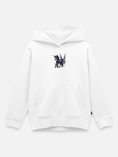 Einhorn Blumen Fantasie - Kinder Premium Organic Hoodie - Weiß