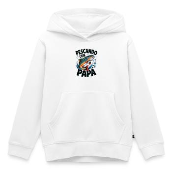 Pêche avec papa, motif poisson joyeux - Sweat Premium à capuche enfant bio - blanc - Devant - AI Model Kid Female (0cm)