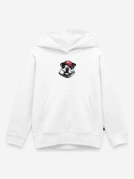 Englische Bulldogge Baseballhund - Kinder Premium Organic Hoodie - Weiß