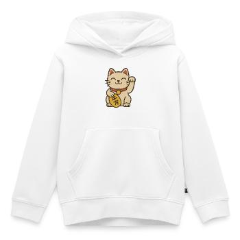 Pièce de fortune Maneki Neko - Sweat Premium à capuche enfant bio - blanc - Devant - AI Model Kid Female (0cm)