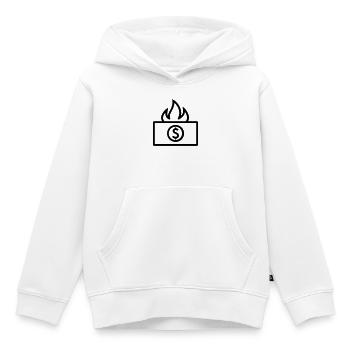 Geld verbrennen - Kinder Premium Organic Hoodie - Weiß - Vorne - AI Model Kid Female (0cm)