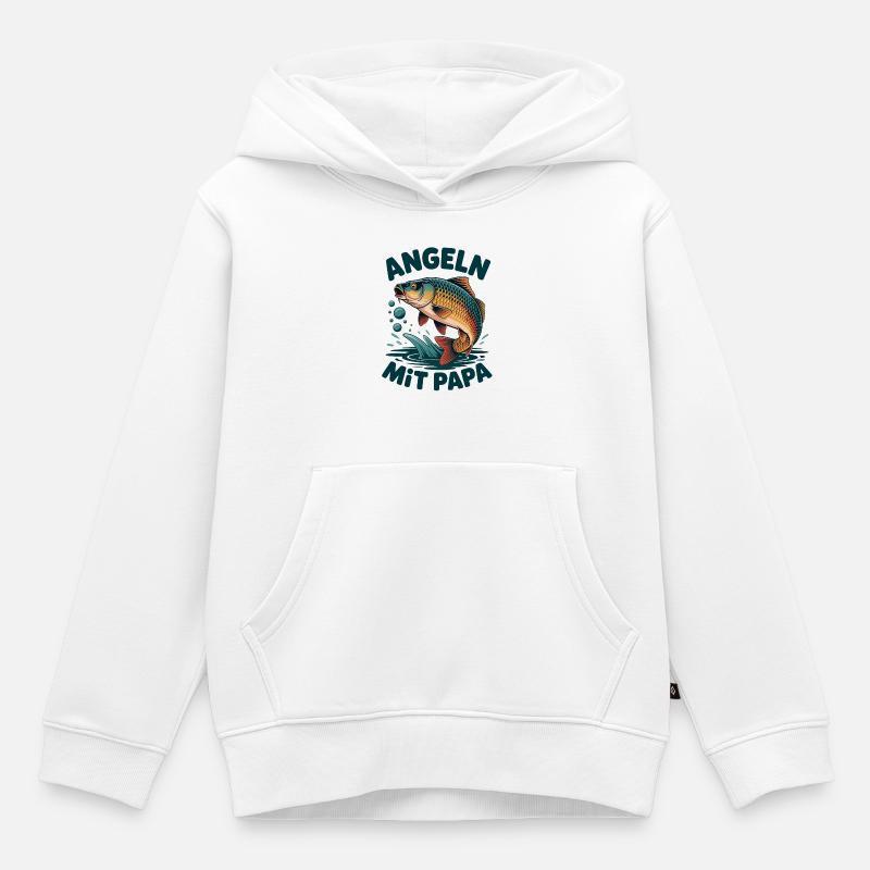 Pêcher avec papa - Sweat Premium à capuche enfant bio - blanc