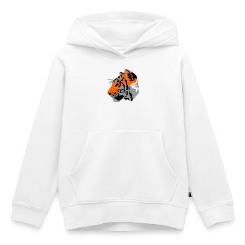 Tigre - Sweat Premium à capuche enfant bio - blanc - Devant - AI Model Kid Female (0cm)