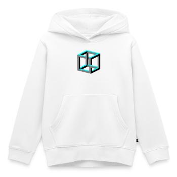Cube - Sweat Premium à capuche enfant bio - blanc - Devant - AI Model Kid Female (0cm)