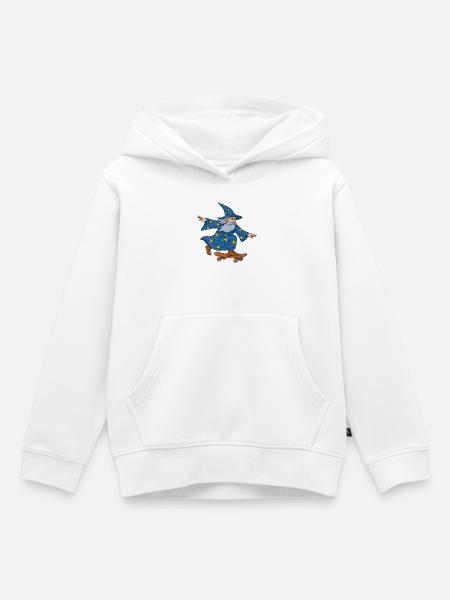 Starry Wizard Skateboard - Kinder Premium Organic Hoodie - Weiß