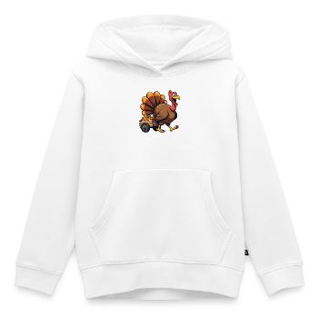 Thanksgiving Drôle Dinde de Thanksgiving - Sweat Premium à capuche enfant bio - blanc - Devant - AI Model Kid Female (0cm)