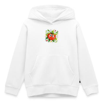 Fröhliche Tomate im Grünen Muster - Kinder Premium Organic Hoodie - Weiß - Vorne - AI Model Kid Female (0cm)