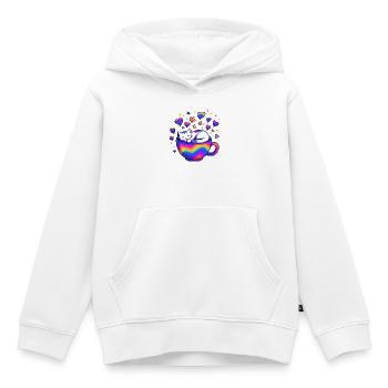 Regenbogenkatze im Becher - Kinder Premium Organic Hoodie - Weiß - Vorne - AI Model Kid Female (0cm)