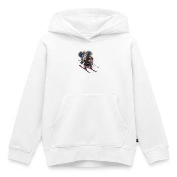 Aventures d’éléphant skieur sur les pistes - Sweat Premium à capuche enfant bio - blanc - Devant - AI Model Kid Female (0cm)