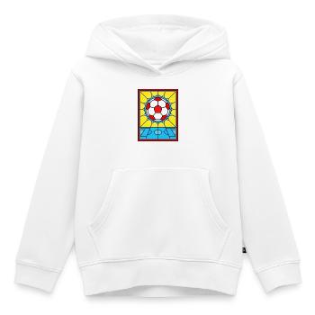 Buntglas Fußball- und Fußballplatz - Kinder Premium Organic Hoodie - Weiß - Vorne - AI Model Kid Female (0cm)