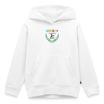 Hurra, ich gehe in die zweite Klasse** - Kinder Premium Organic Hoodie - Weiß - Vorne - AI Model Kid Female (0cm)