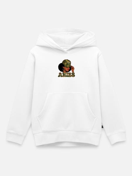 Widderkönigin – Tarn-Afro-Mädchen Zodiac-Stolz - Kinder Premium Organic Hoodie - Weiß