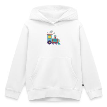 Bunte Spielzeug-Dampflok-Illustration - Kinder Premium Organic Hoodie - Weiß - Vorne - AI Model Kid Female (0cm)
