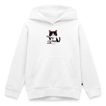 Katze isst Sushi mit Stäbchen Ramen Charm Nudeln - Kinder Premium Organic Hoodie - Weiß - Vorne - AI Model Kid Female (0cm)