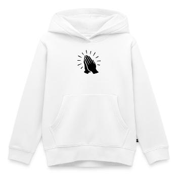 Prière des mains priantes - Sweat Premium à capuche enfant bio - blanc - Devant - AI Model Kid Female (0cm)