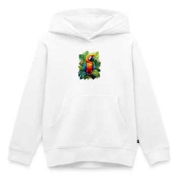 Papagei im Dschungel - Kinder Premium Organic Hoodie - Weiß - Vorne - AI Model Kid Female (0cm)