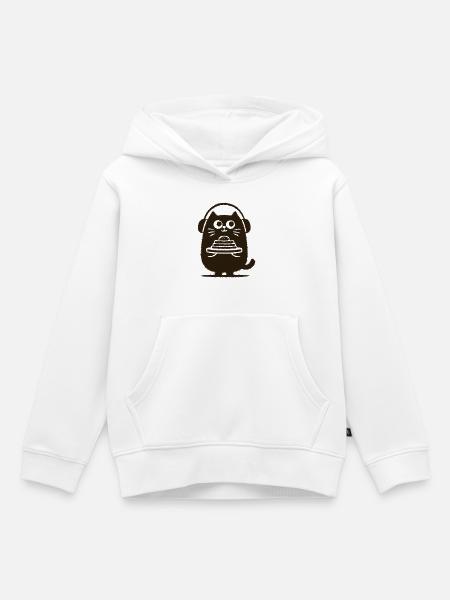 KatzenDJ mit Pfannkuchen - Kinder Premium Organic Hoodie - Weiß
