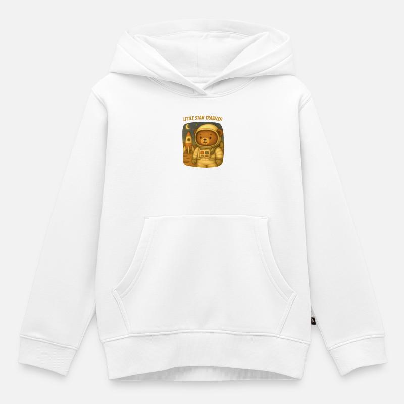 Petit Ours Cosmonaute - Sweat Premium à capuche enfant bio - blanc