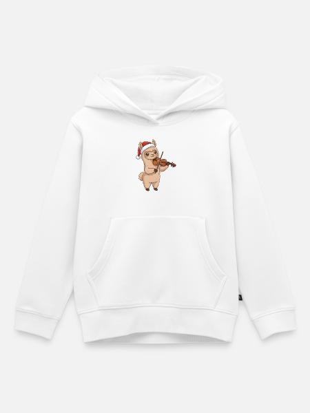 Weihnachts-Llama-Alpaca Violin-Kunst - Kinder Premium Organic Hoodie - Weiß
