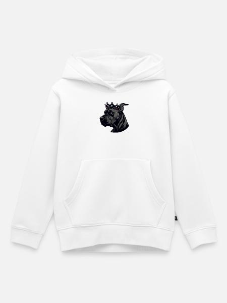 Great Dane Hund Krone - Kinder Premium Organic Hoodie - Weiß
