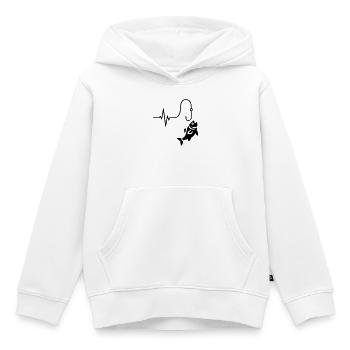 EKG Puls Fisch Silhouette - Kinder Premium Organic Hoodie - Weiß - Vorne - AI Model Kid Female (0cm)