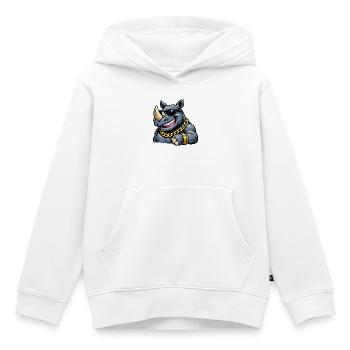 Rhino Streetstyle mit Goldkette - Kinder Premium Organic Hoodie - Weiß - Vorne - AI Model Kid Female (0cm)